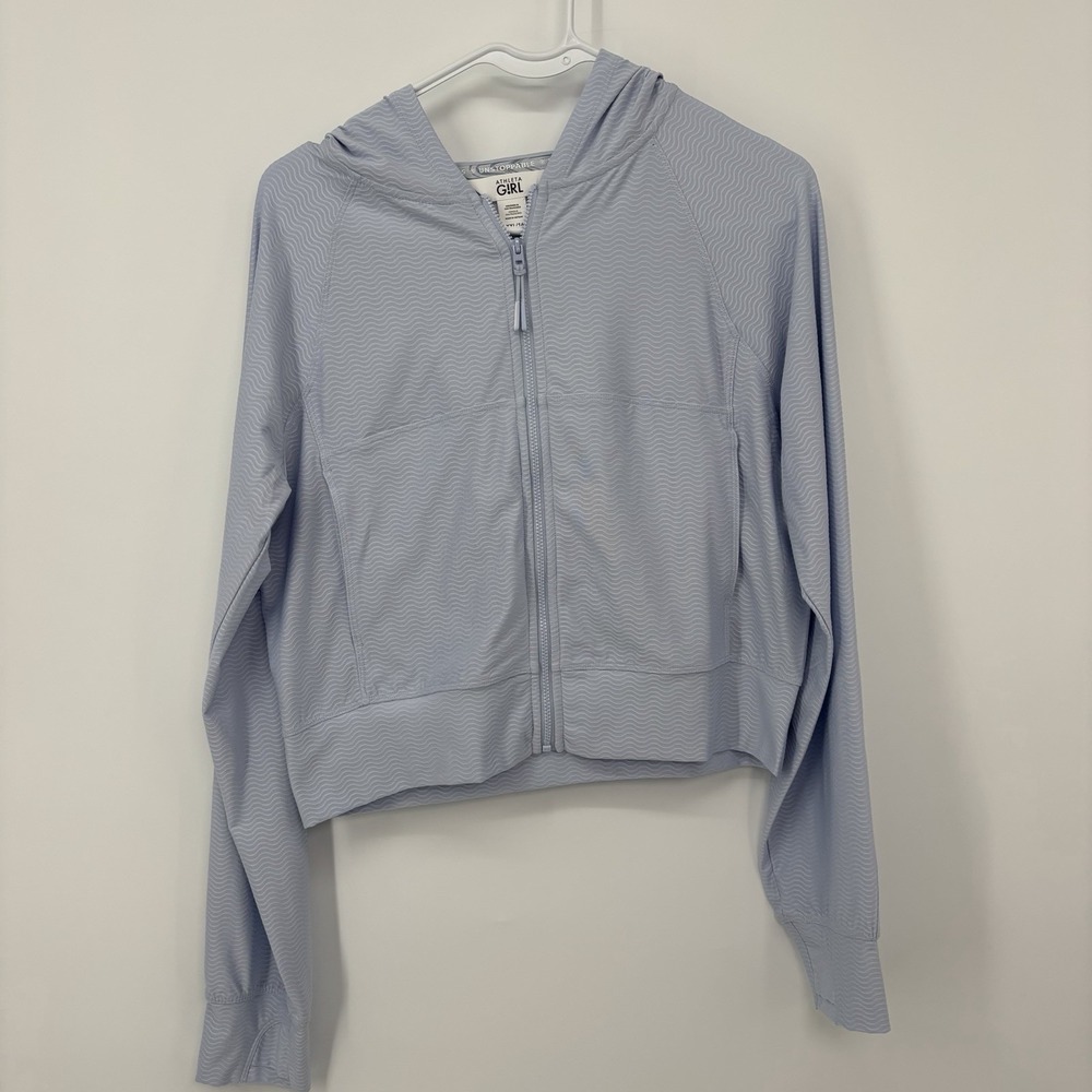 Athleta Girl Serve UPF Jacket Size 16 XXL Blue Textured Zip Up‎ Athletic School